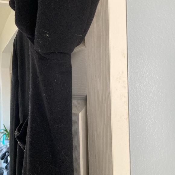 TOMMY HILFIGER peacoat; black wool; like new; blue satin lining details - Picture 11 of 12